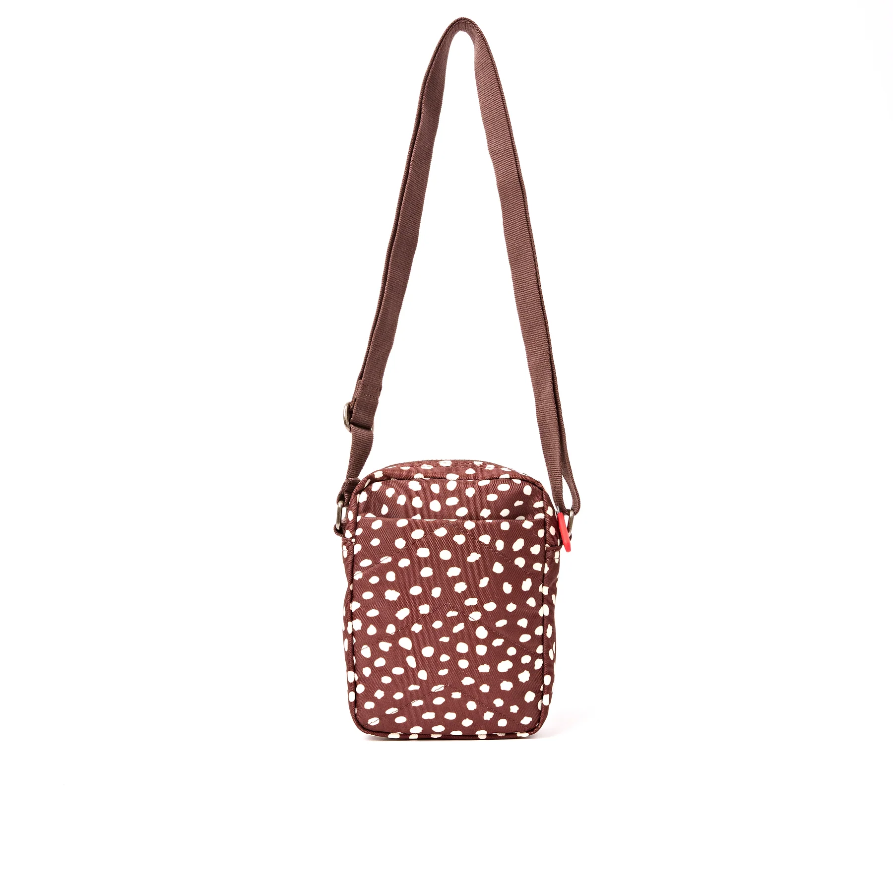 Roka Bond Pocket Recycled Canvas Small Cross Body Bag Brown Dot - Image 5