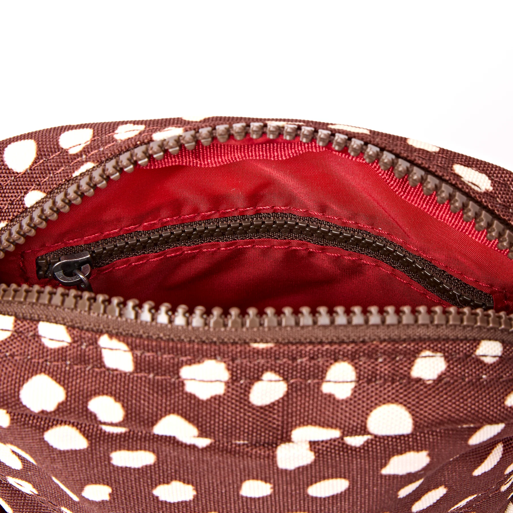 Roka Bond Pocket Recycled Canvas Small Cross Body Bag Brown Dot - Image 7