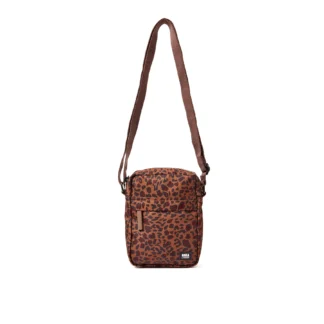 Roka Bond Pocket Recycled Canvas Small Cross Body Bag Mini Leopard
