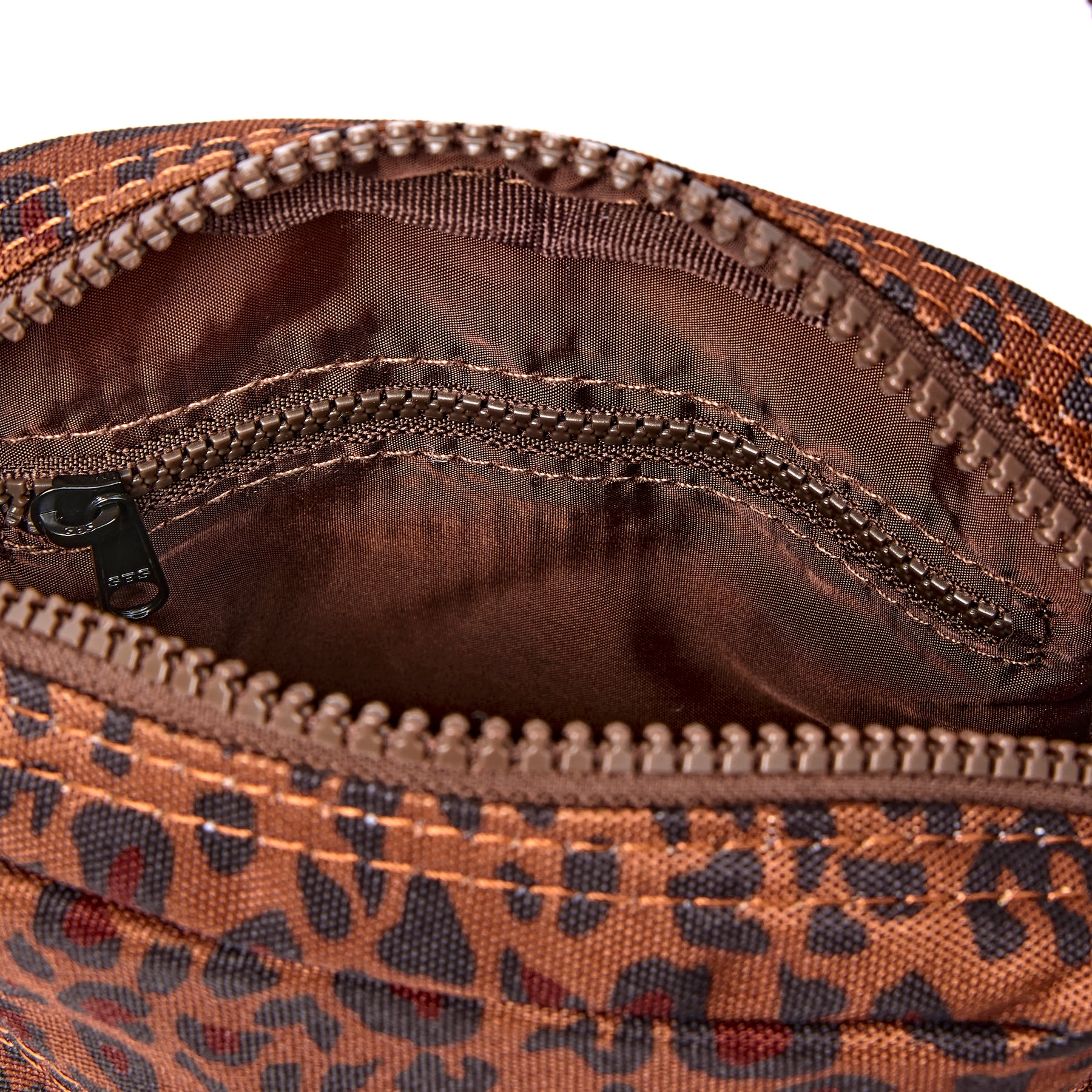 Roka Bond Pocket Recycled Canvas Small Cross Body Bag Mini Leopard - Image 6