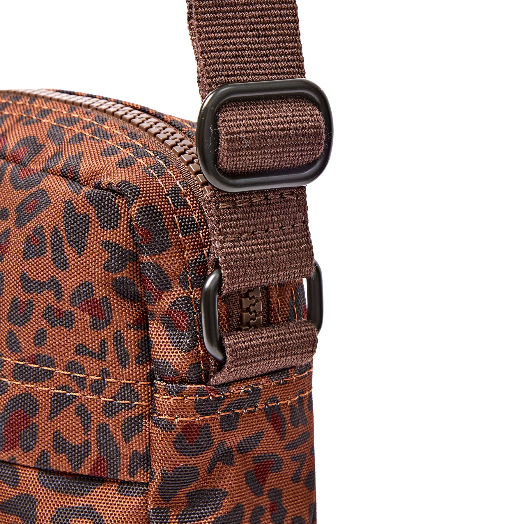 Roka Bond Pocket Recycled Canvas Small Cross Body Bag Mini Leopard - Image 8