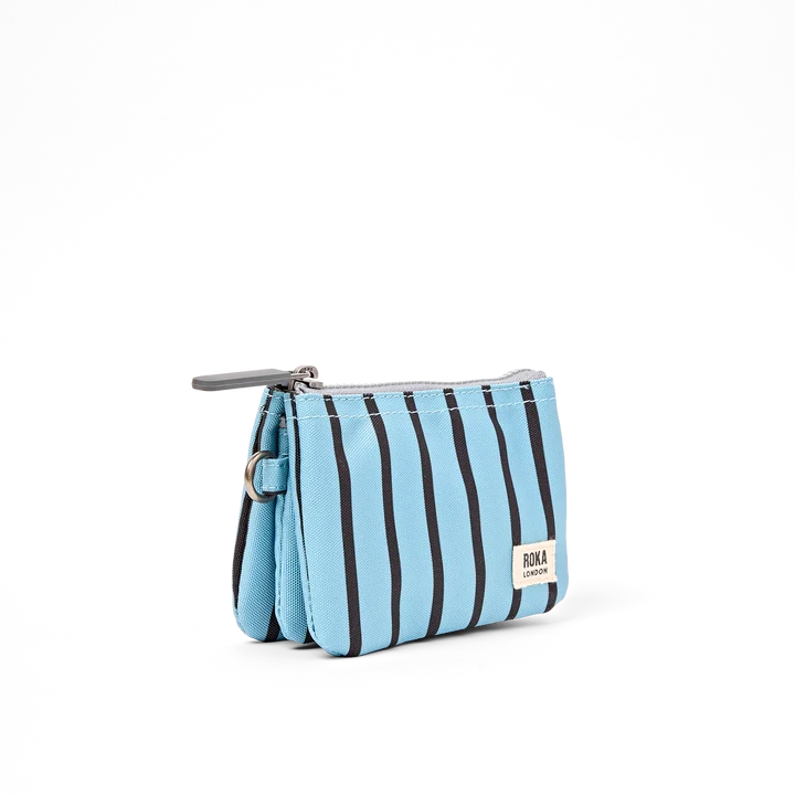 Roka Wallet Carnaby Recycled Canvas Small Blue Stripe