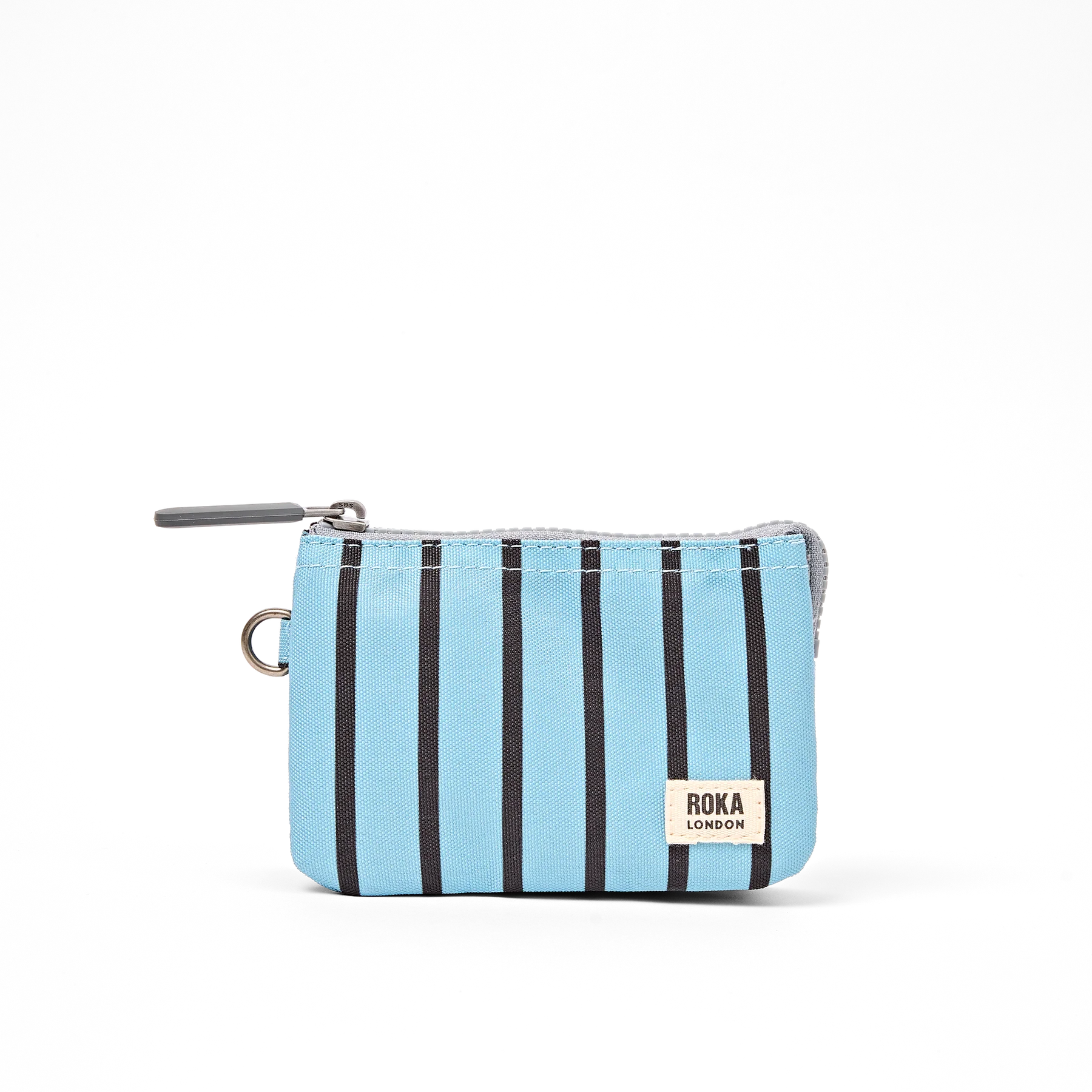 Roka Wallet Carnaby Recycled Canvas Small Blue Stripe - Image 3