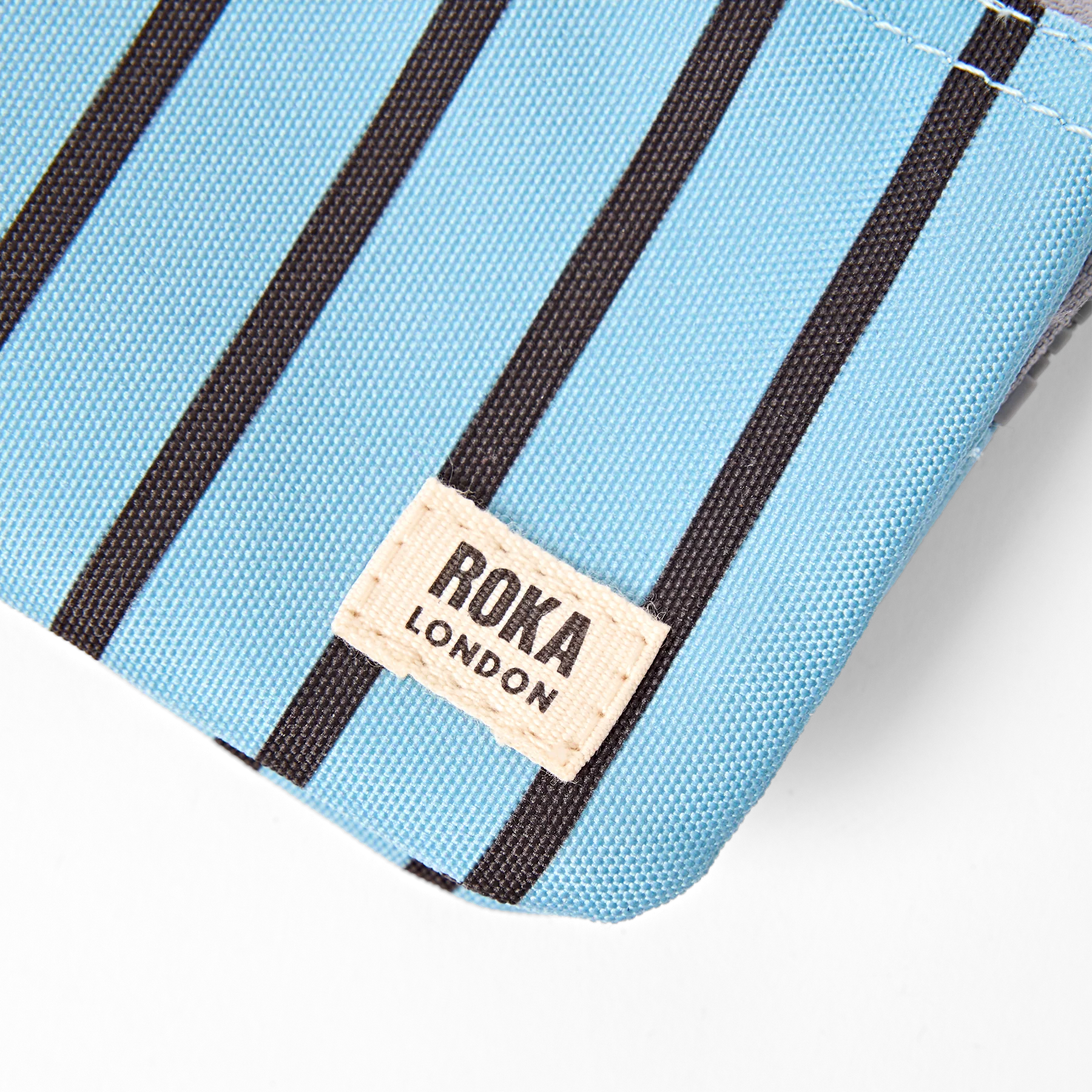 Roka Wallet Carnaby Recycled Canvas Small Blue Stripe - Image 8