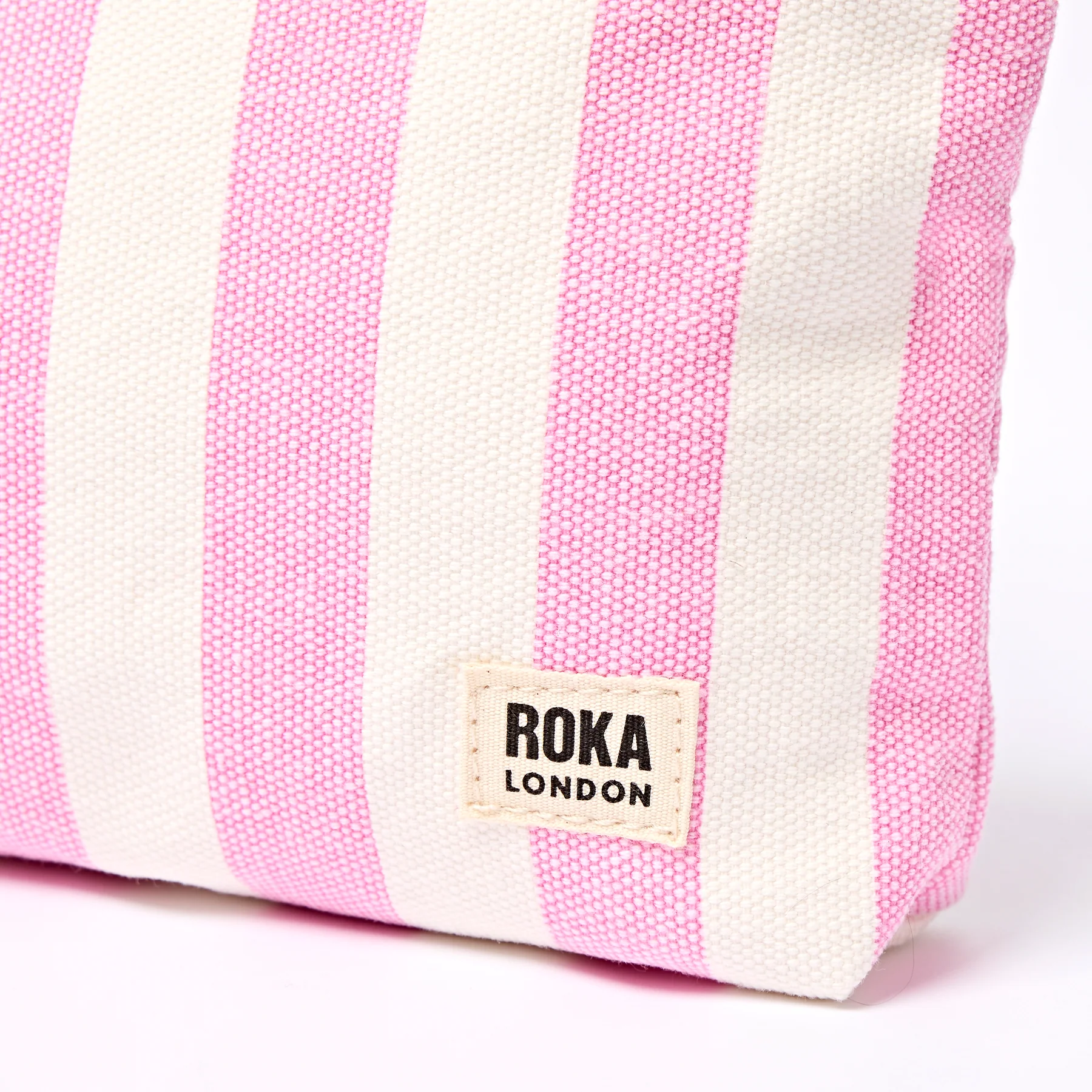Roka Maida Vale Pouch Medium in Sherbet Stripe Cotton Canvas - Image 8