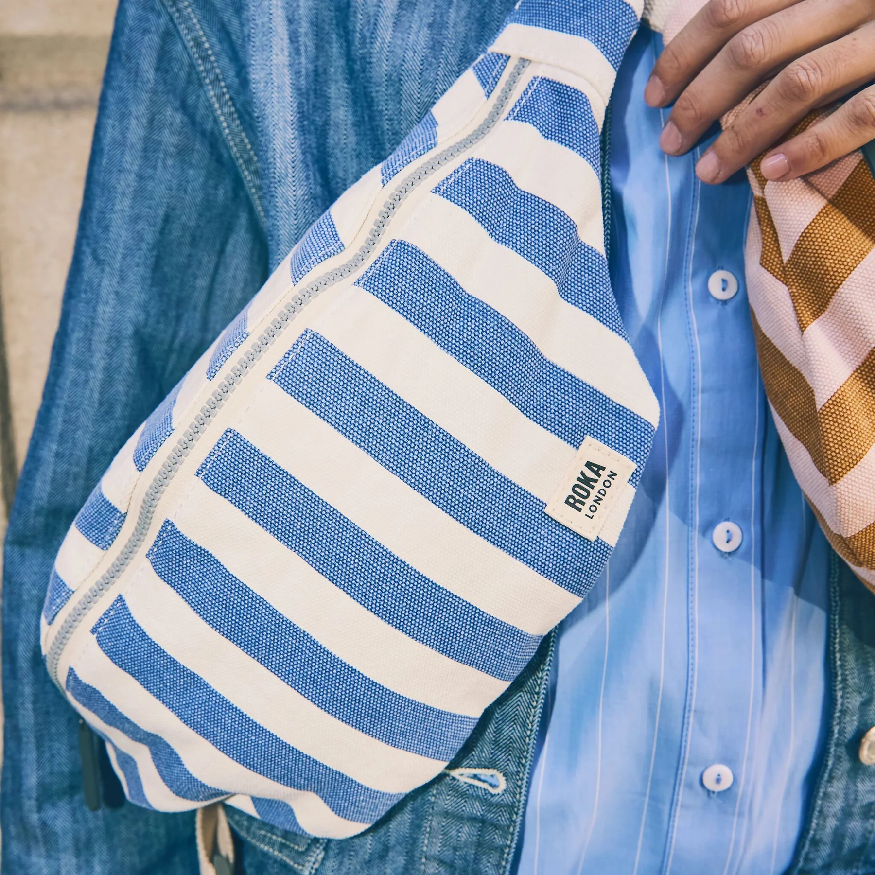 Roka at Gifted Boston Spa - Mill Hill Denim Stripe Cotton Canvas