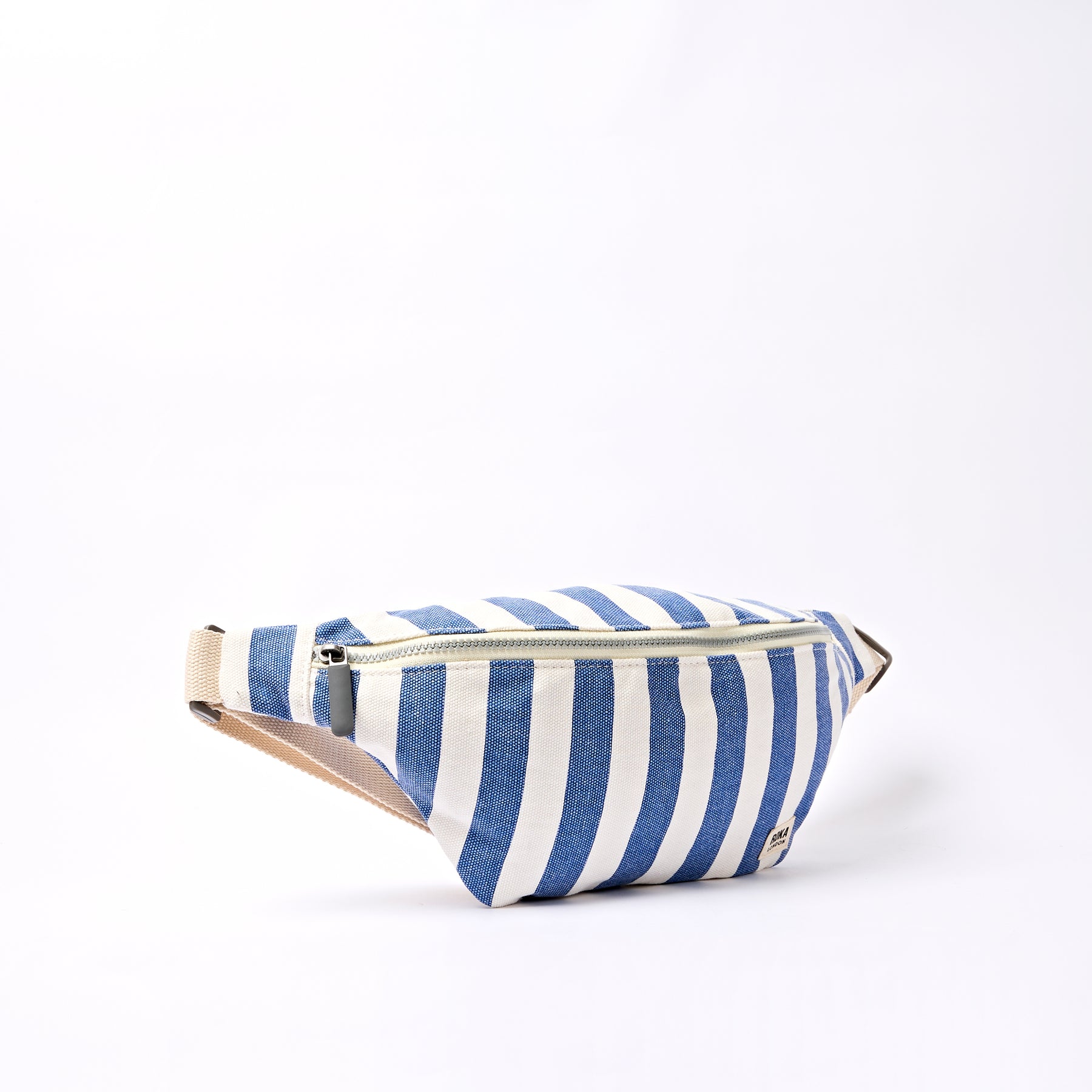 Roka Mill Hill Crossbody Bag in Denim Stripe Cotton Canvas - Image 4