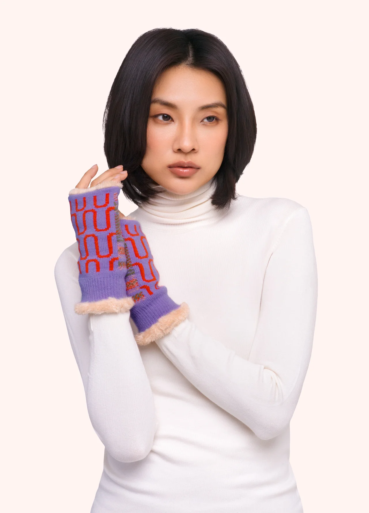 Powder Luna Wrist Warmers Lilac Orange