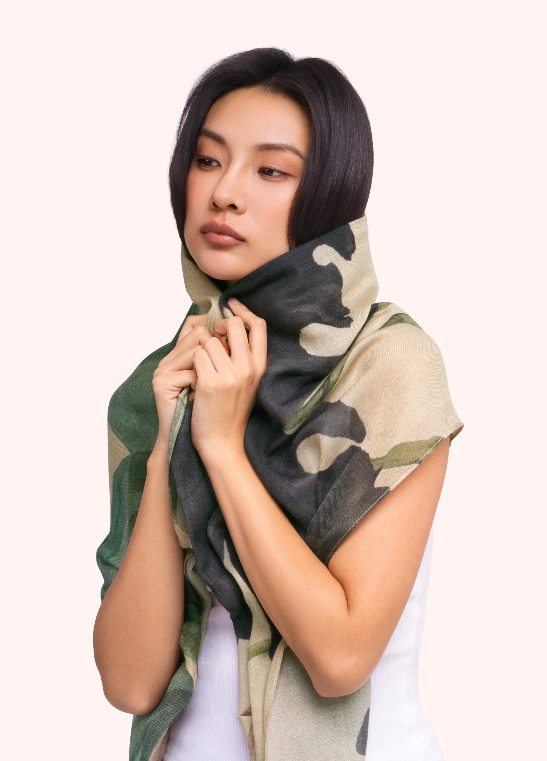 Powder Midnight Orchid Wool Mix Scarf - Image 3