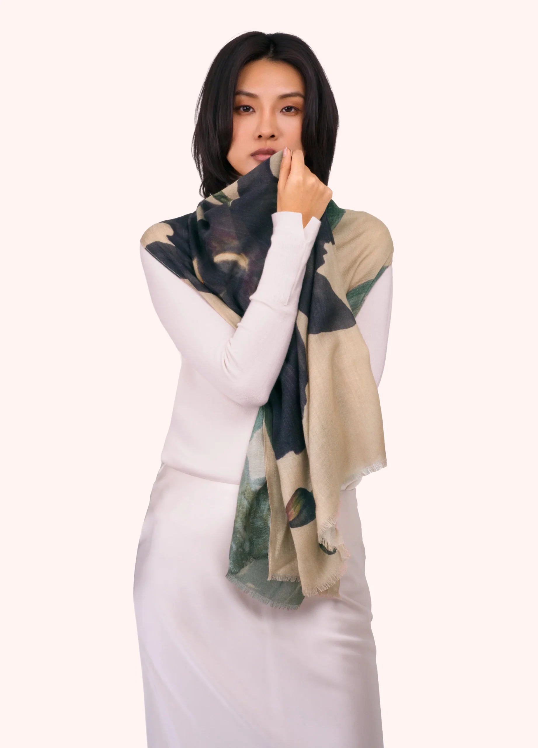 Powder Midnight Orchid Wool Mix Scarf - Image 4