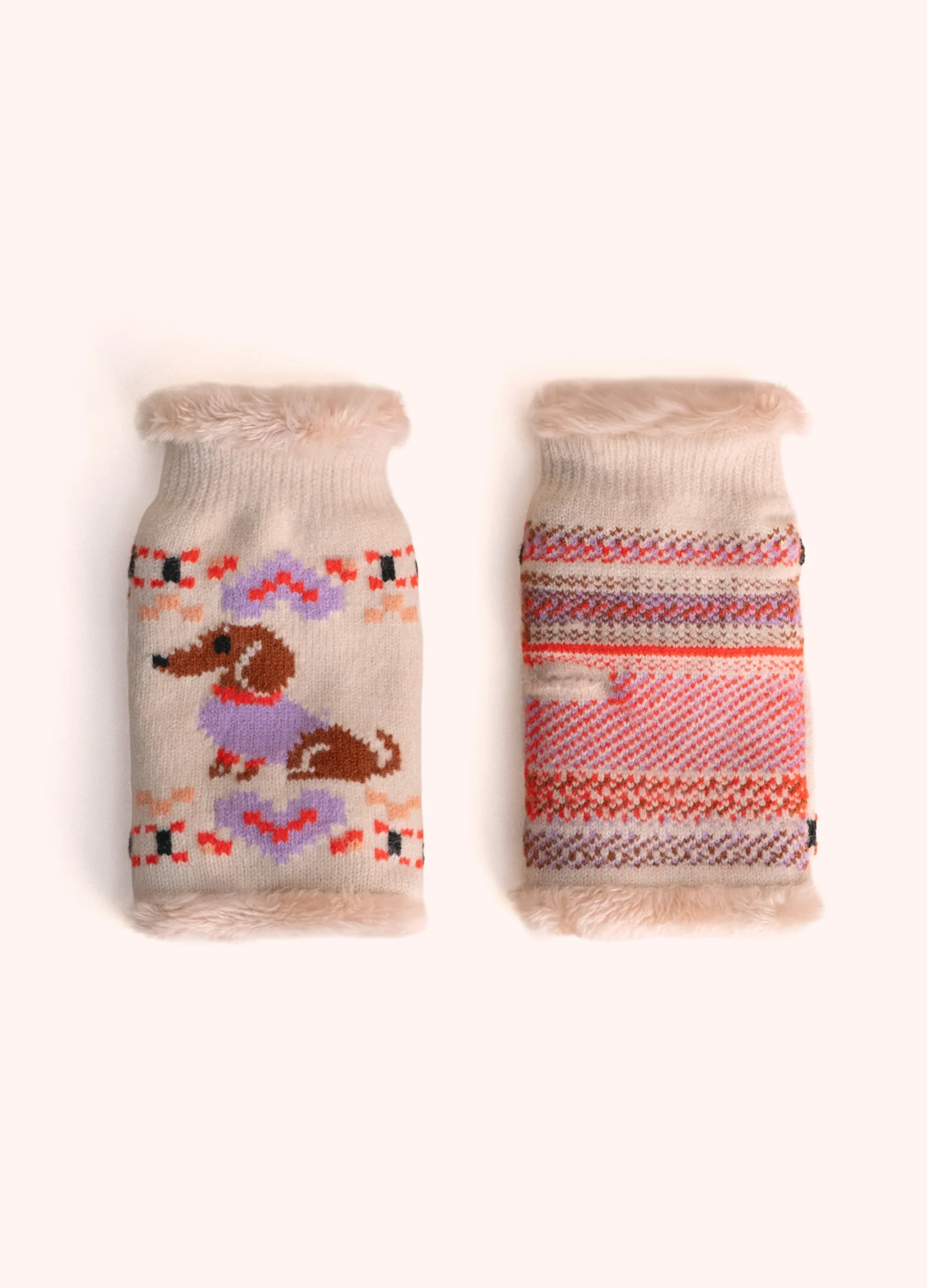 Powder Sausage Dog Wrist Warmers in Cream - Image 2
