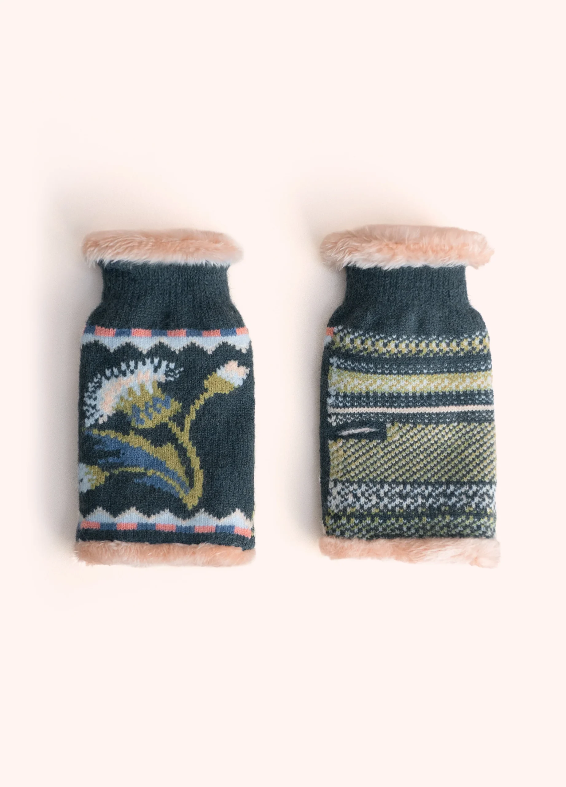 Powder Thistle Wrist Warmers in Navy - Image 2