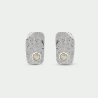 Tutti & Co Birthstone OCTOBER Moonstone Organic Earring Silver EA833S