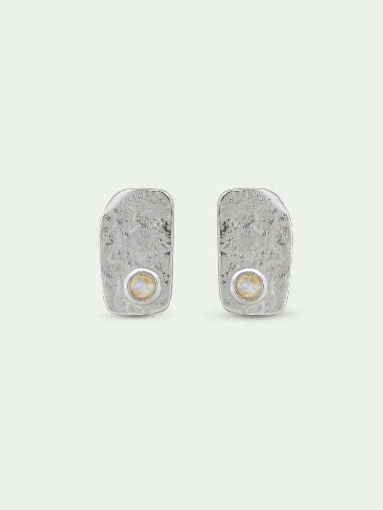 Tutti & Co Birthstone OCTOBER Moonstone Organic Earring Silver EA833S
