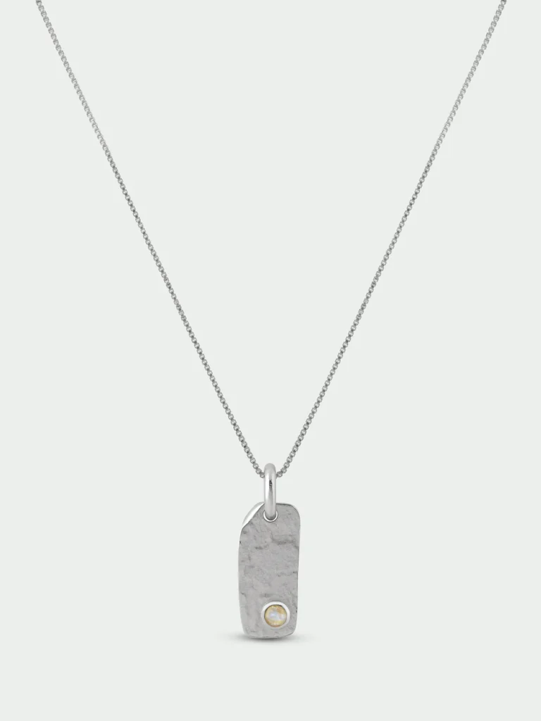Tutti & Co Birthstone OCTOBER Moonstone Necklace Silver NE871S