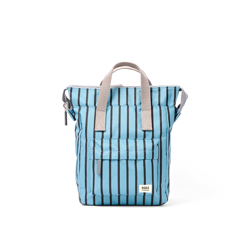 Roka Bantry B Recycled Canvas Backpack Small in Blue Stripe - Image 3