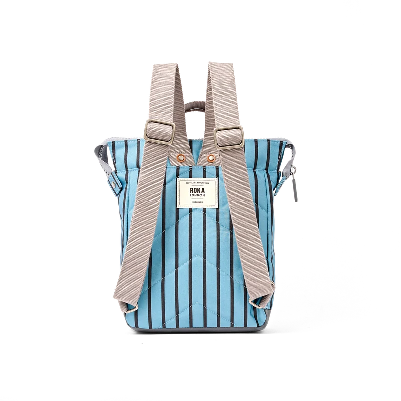 Roka Bantry B Recycled Canvas Backpack Small in Blue Stripe - Image 4