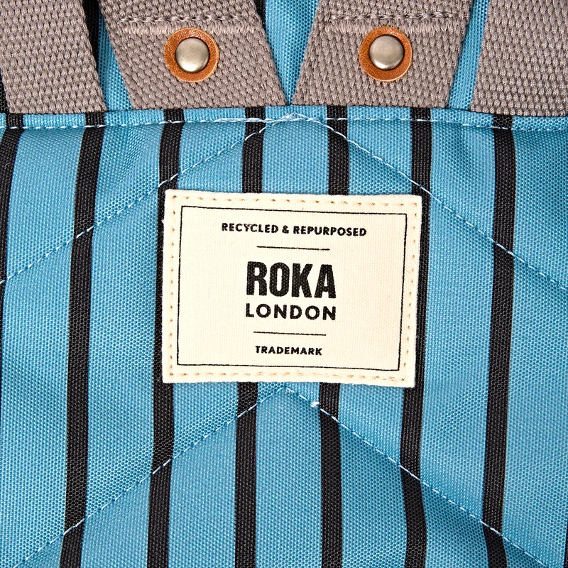 Roka Bantry B Recycled Canvas Backpack Small in Blue Stripe - Image 8