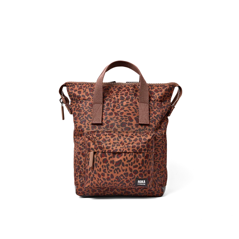 Roka Bantry B Recycled Canvas Backpack Small in Mini Leopard - Image 3